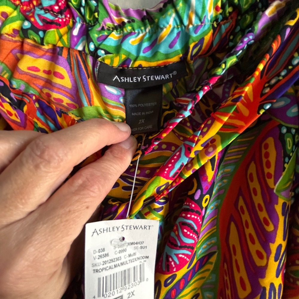 Ashley Stewart Tropical Abstract Maxi Skirt Multi Color 2X NWT TROPICALMA - Picture 3 of 8